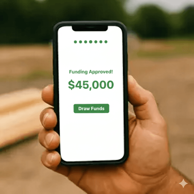 Hand holding mobile phone with blank screen